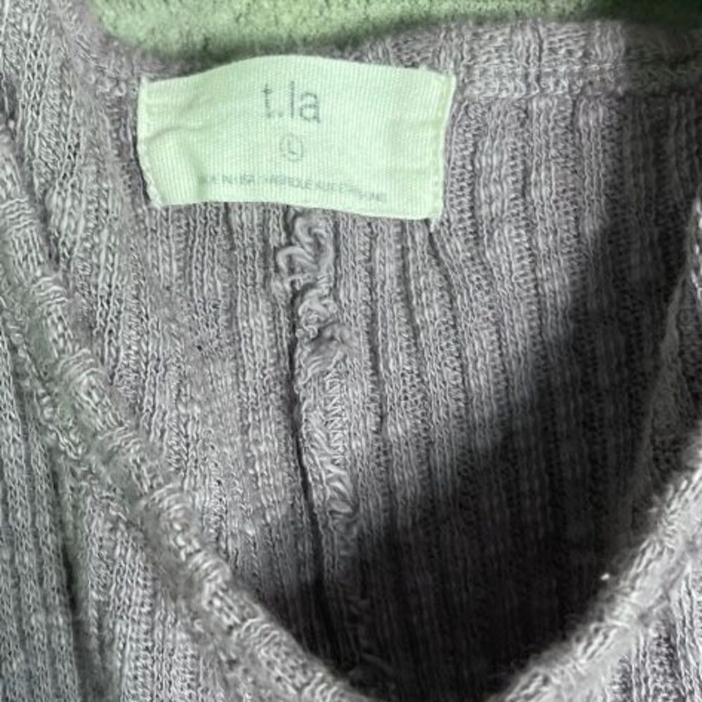 Anthropologie T.La Lia Ribbed Midi Dress Lavender 100% Cotton L - Picture 5 of 11